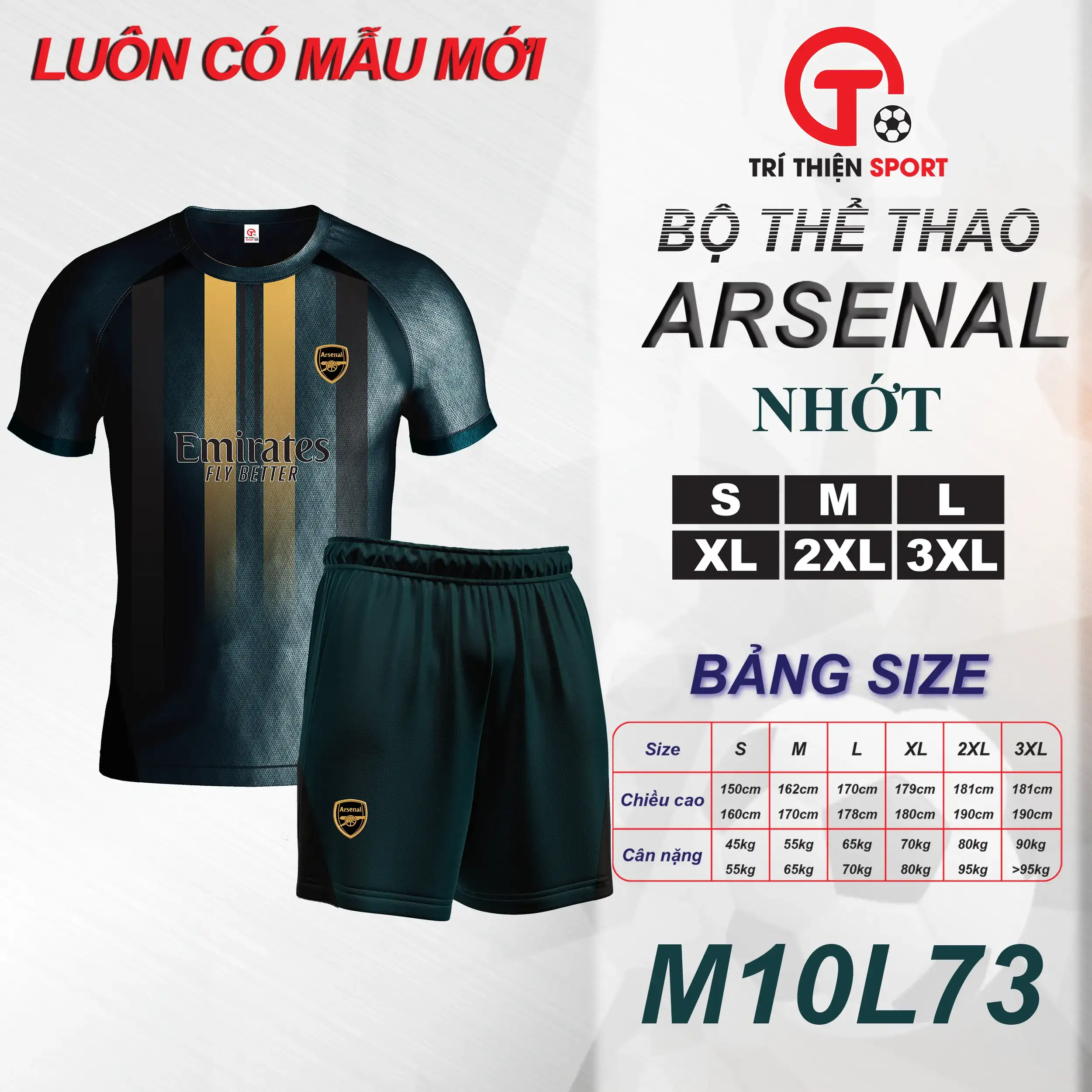 M10L73 áo thể thao tay ráp lăng câu lạc bộ arsenal màu nhớt