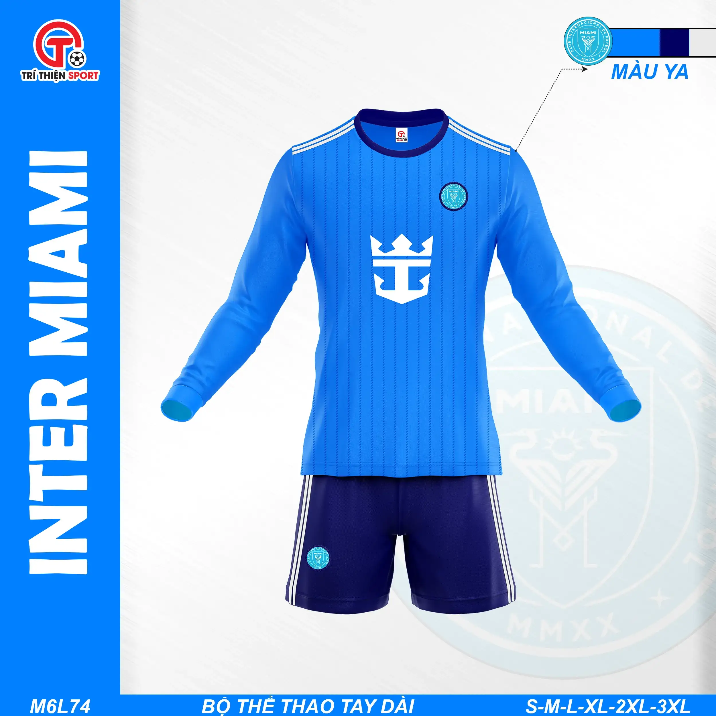 M6L74 áo thể thao tay dài câu lạc bộ inter miami màu ya
