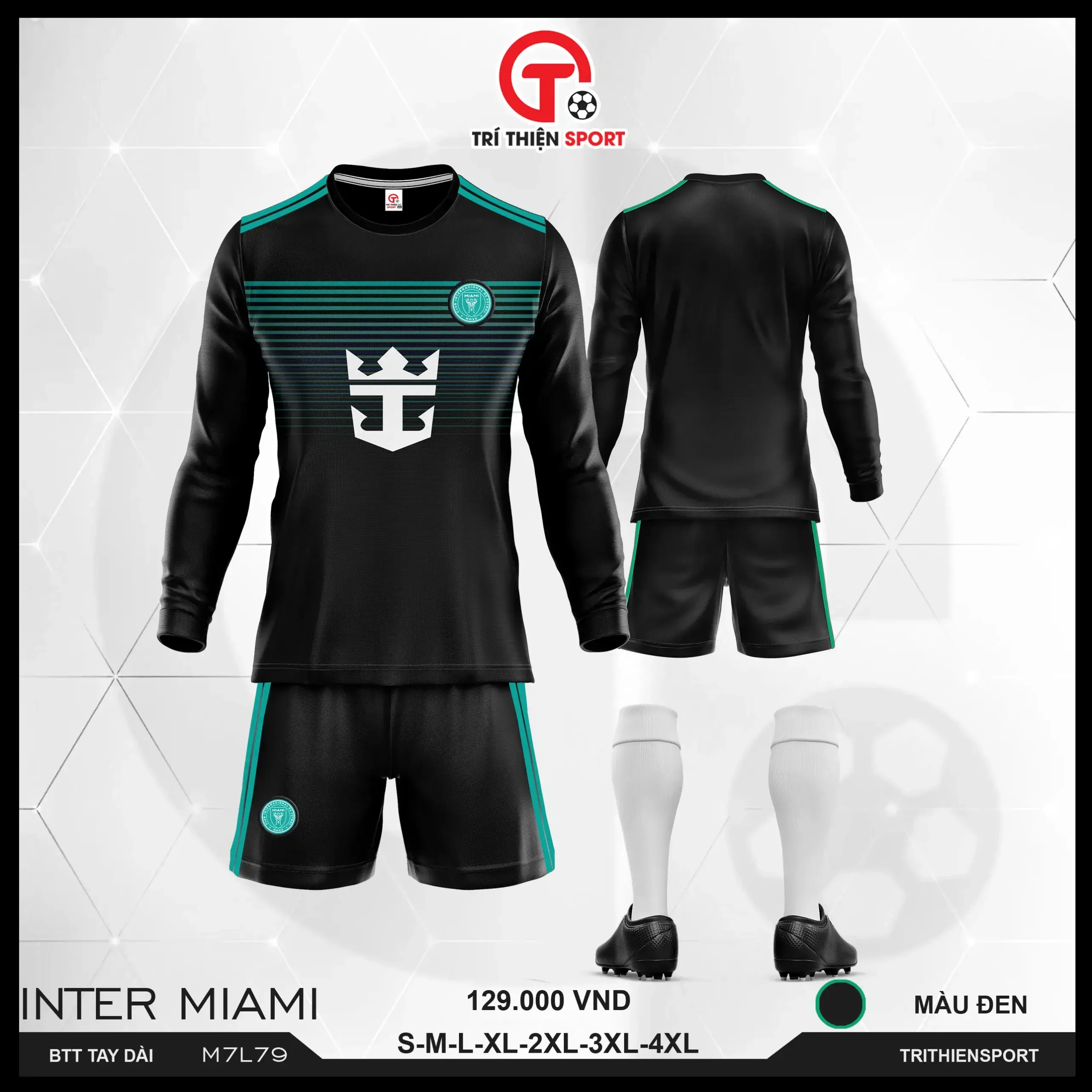 M7L79 bộ thể thao tay dài clb inter miami màu đen