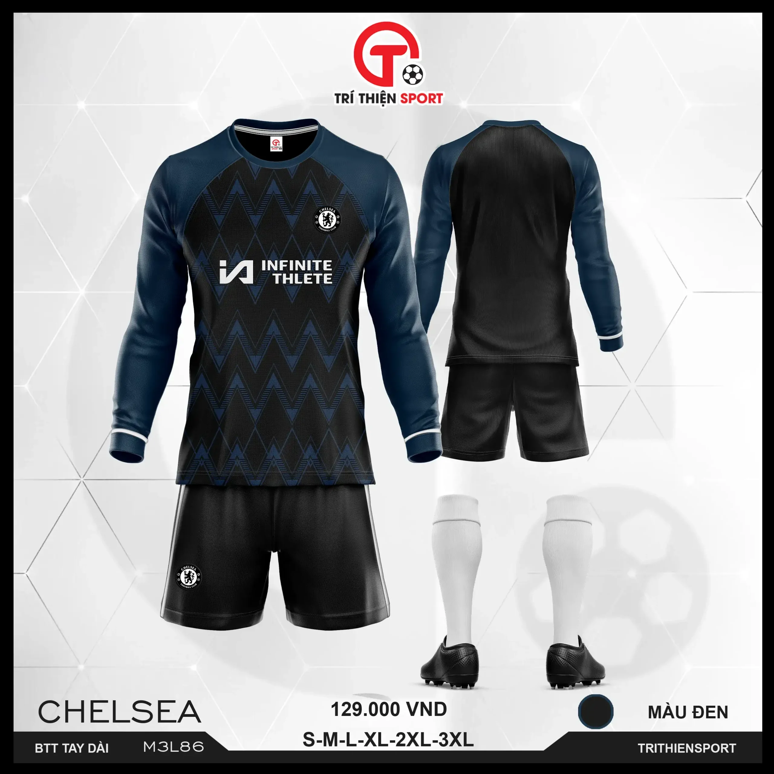 M3L86 bộ thể thao tay dài CLB Chelsea màu đen