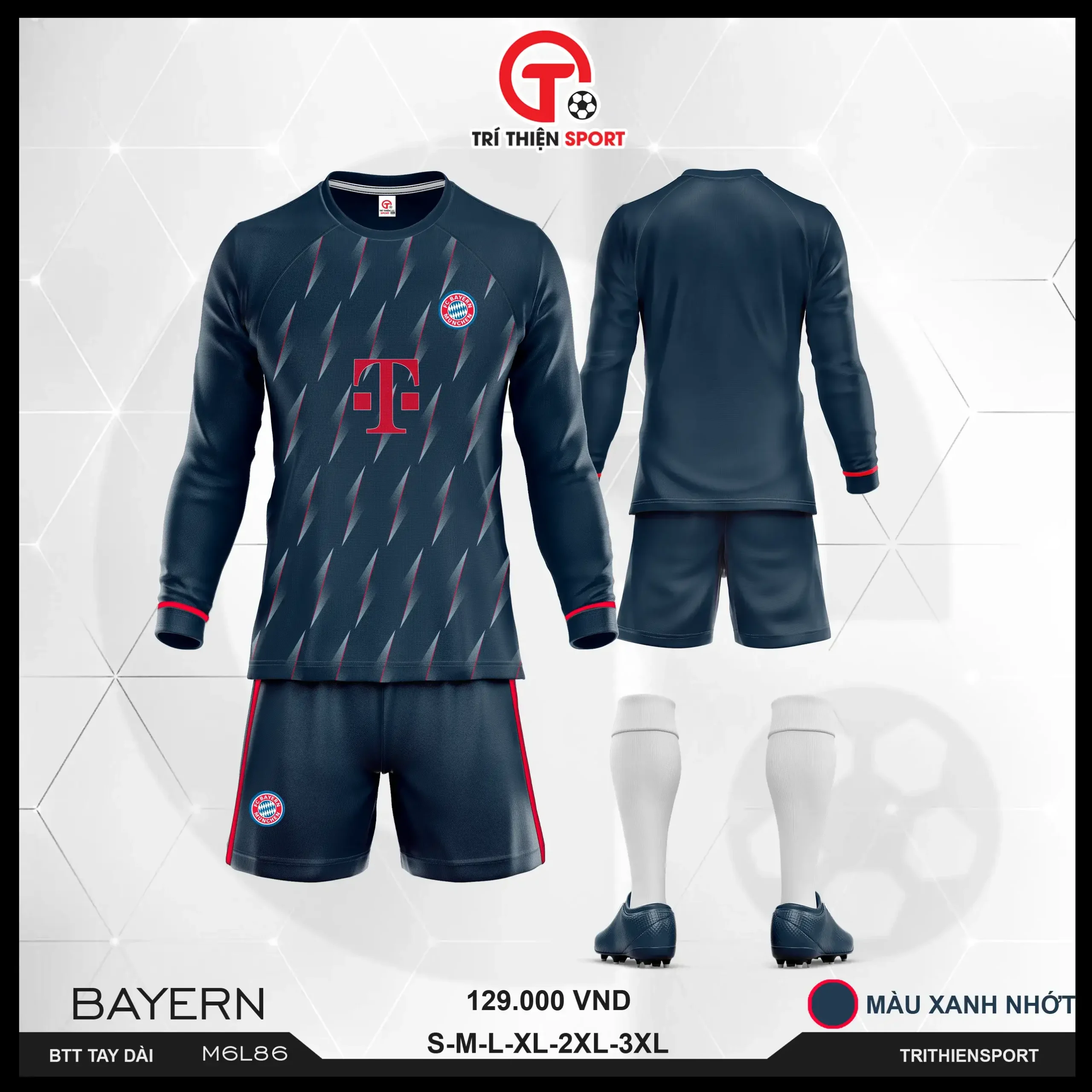 M6L86 bộ thể thao tay dài CLB Bayern Munchen màu xanh nhớt