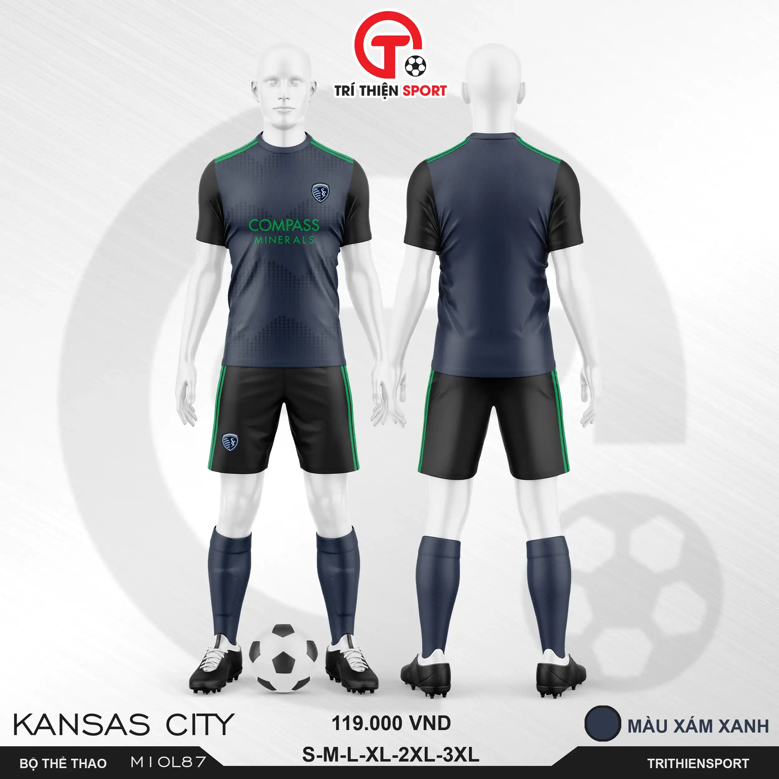M10L87 bộ thể thao CLB Kansas City màu xám xanh