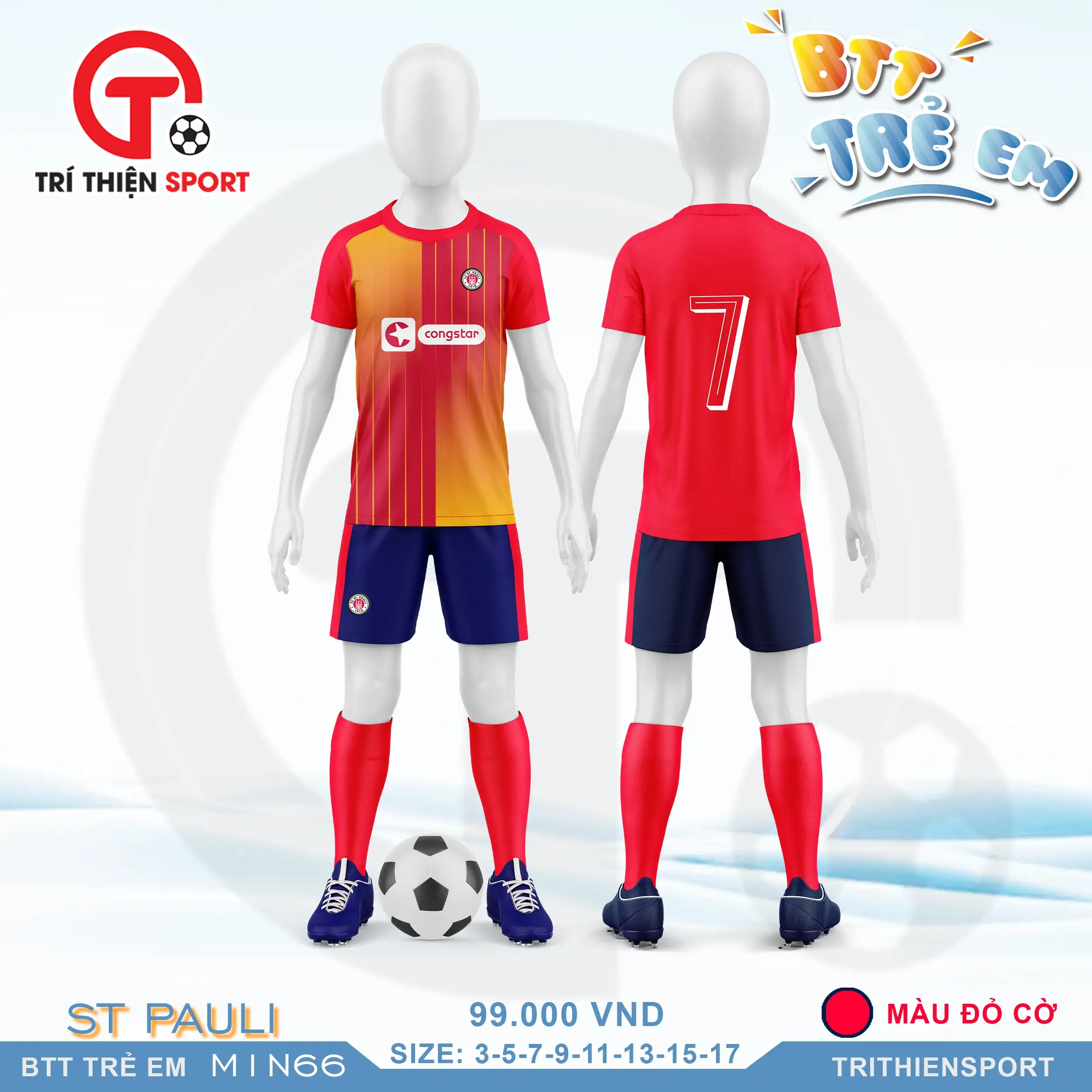 M1N66 bộ thể thao CLB ST. Pauli màu đỏ cờ