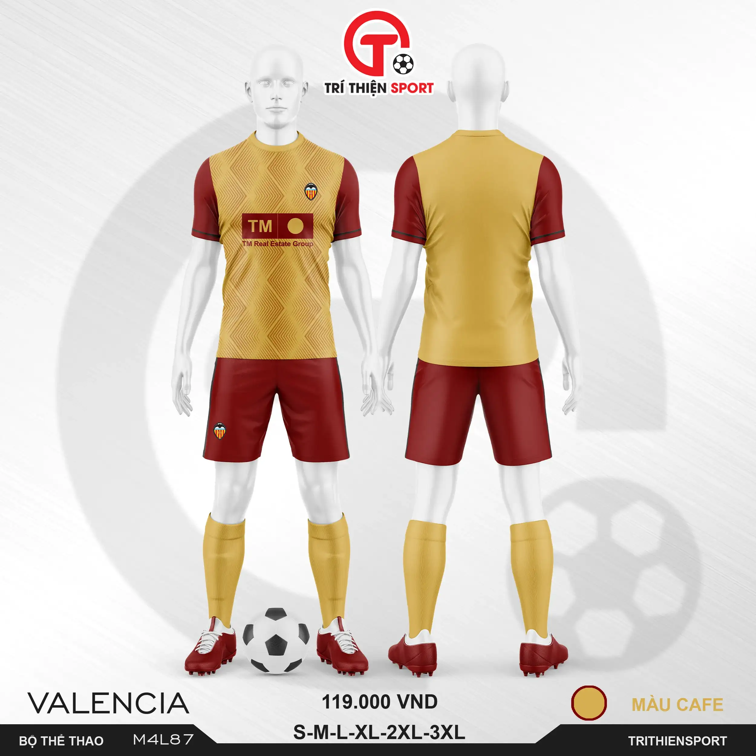 M4L87 bộ thể thao CLB Valencia màu cafe