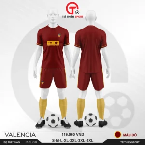 bộ quần áo thể thao CLB Valencia màu đô