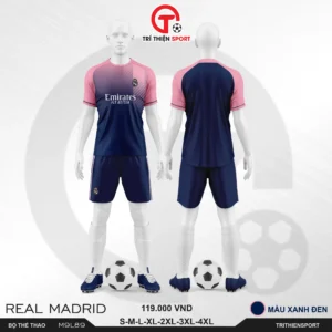bộ quần áo thể thao CLB Real Madrid màu xanh đen
